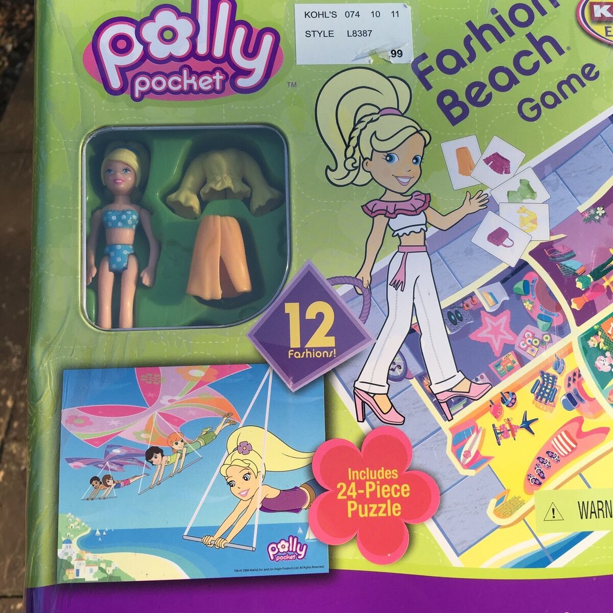 NEW Polly Pocket Fashion Game Board Tin Box Puzzle Dolls RARE