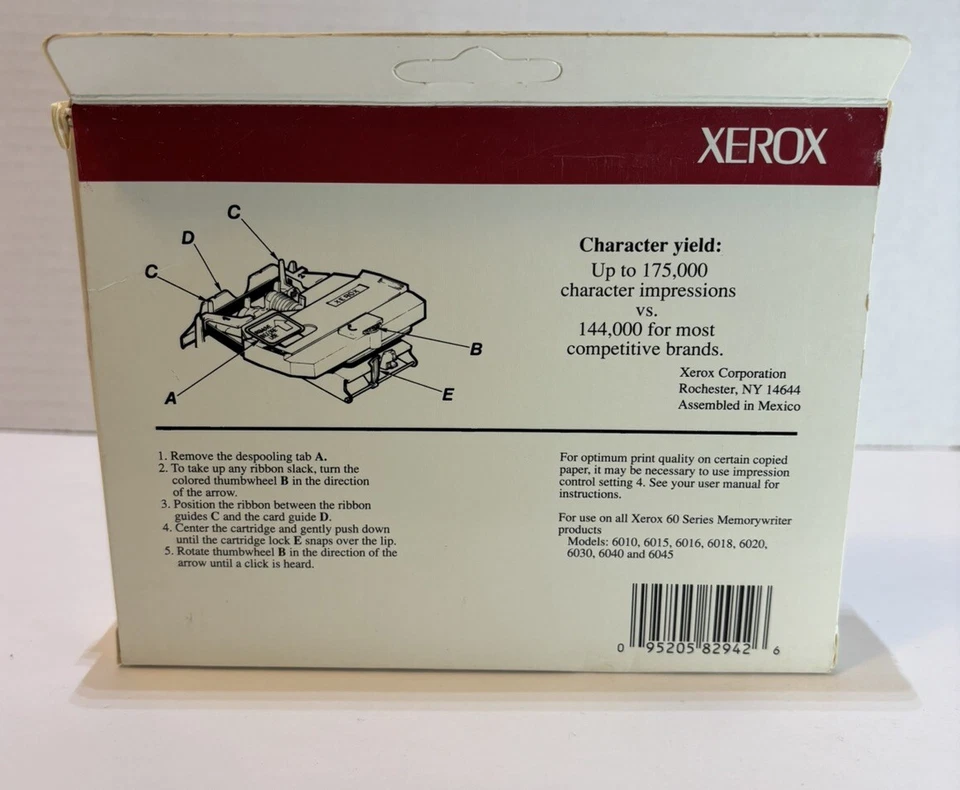 Xerox Memorywriter 60 Gold Series Black Ribbon Cartridge Extra Capacity 8R2942 - Image 3 of 4
