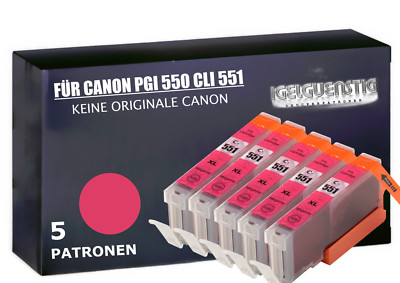 5 Druckerpatronen für Canon CLI-551 Magenta Pixma IP7250 MG5450 MX925 MX725