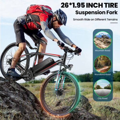 500W Electric Bike for SALE,26'' Mountain Bike 21Speed Commuter Ebike 48V Motor^ - Picture 46 of 54