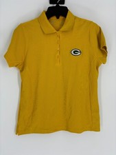 Antigua Mustard Yellow Green Bay Packers Polo Sirt Women's Size Medium