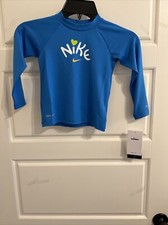 Nike Swim Boys Size 4 Blue Dri-Fit Long Sleeve Swim Shirt