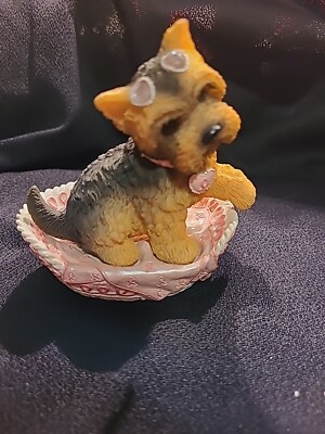 Hamilton Collection Hope'' Bow-Wow''and Forever Yorkie for Breast Cancer Figurine 