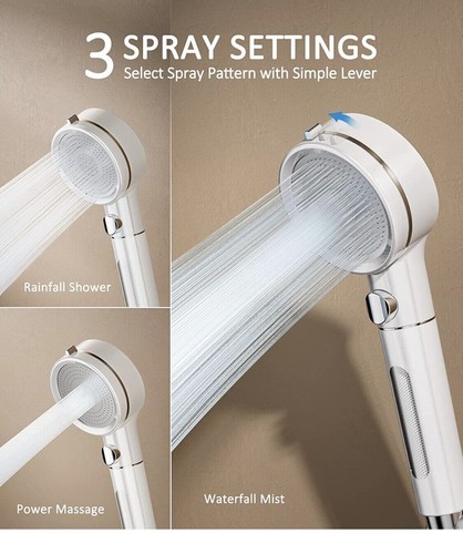 Bath & Bum Shower Head Dual Filtration Purification 3 Spray Settings Chrome NIB - Picture 2 of 7