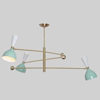 Stilnovo Italian Style 3 Arms 6 Lights Modern Brass Bespoke Chandelier Light