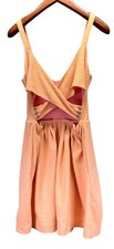 Anthropologie Postmark Womens A Line Dress Orange Geometric Strap Cut Out Large