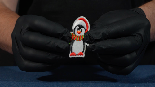 Christmas Penguin Patch Iron-On – Cute Winter Holiday Embroidered (4 x 6cm) - Video 1 of 1