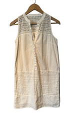 Loft white mixed eyelet sleeveless dress size 0