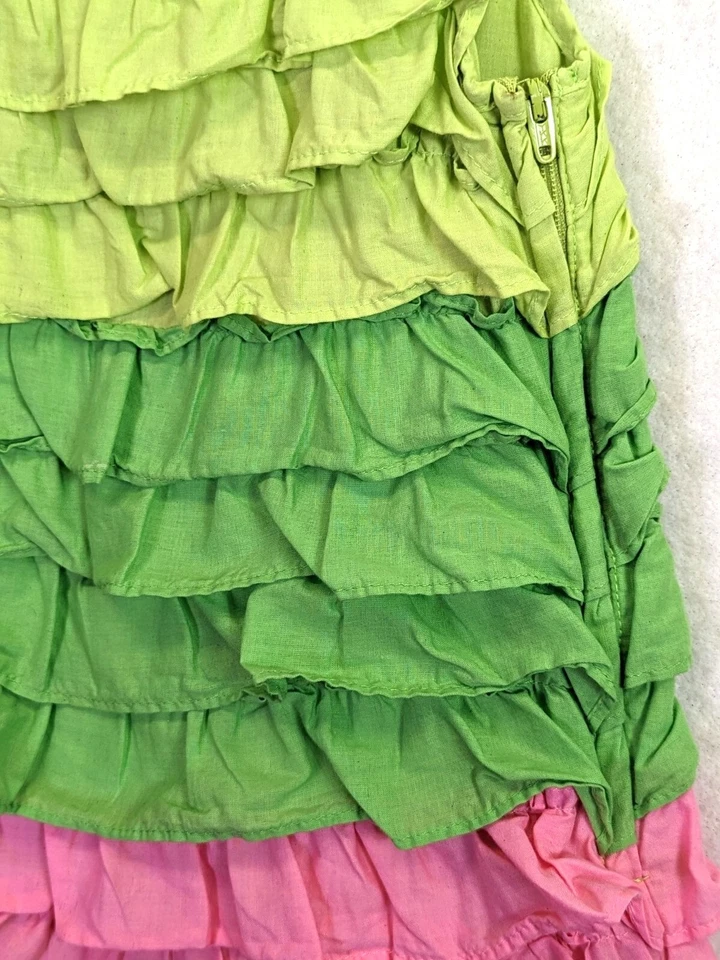 Vestido Gymboree Niñas Floral Línea Sirena Rumba Volantes Rosa Verde Cremallera Sol Talla 6 Foto 4 de 4