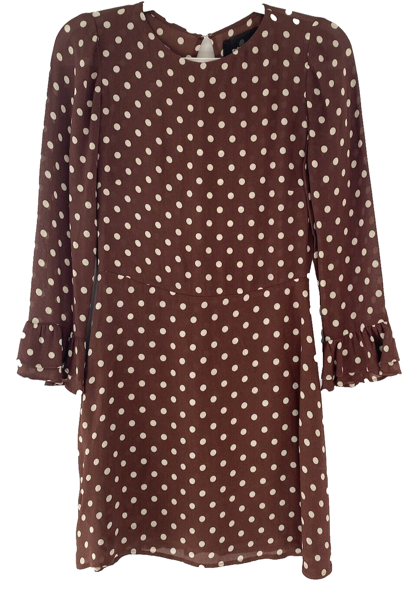 knee length dresses for ladies Brown Check Short Sleeve Mini Dress – self-portrait-US main image 1