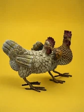 Pair of Chickens Animal Nativity Crib Courtyard Country Scene 10 X9 Cm