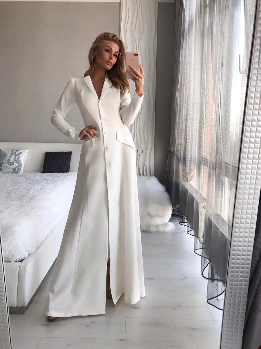 Women Long Jacket Dress Suits Long Sleeves Ladies Prom Evening Guest Formal  Wear | eBay