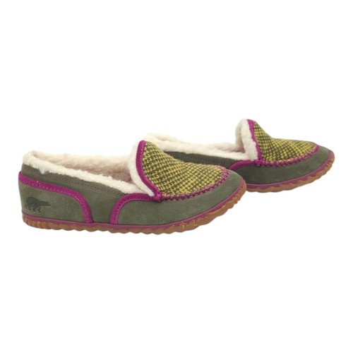Sorel Tremblant Blanket Moccasins Women 6 Moc Toe Green Suede Shearling Slip On - Picture 12 of 16