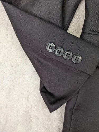 Fellini Mens 40R Charcoal Black Super 140s Blazer Jacket 2 Button - Picture 4 of 16