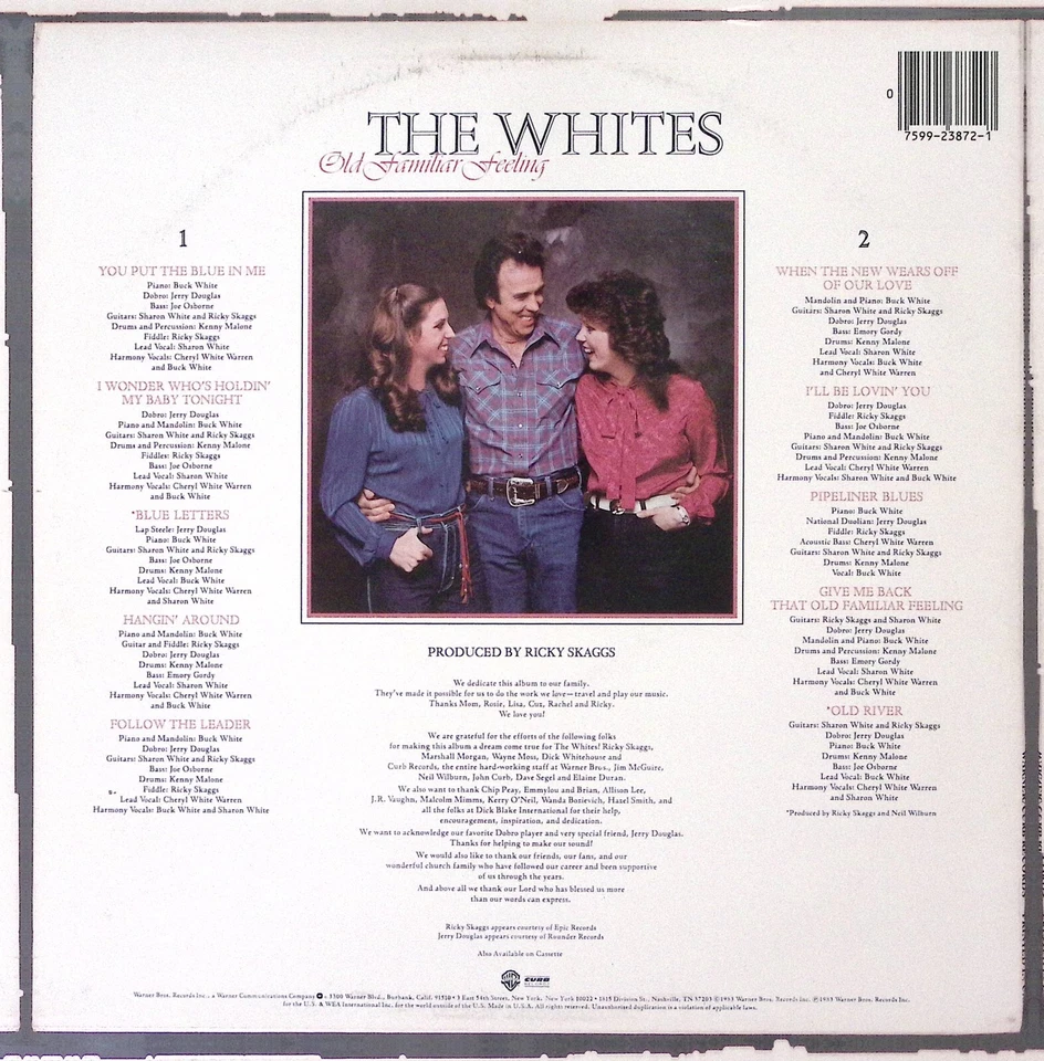 THE WHITES OLD FAMILIAR FEELING JERRY DOUGLAS RICKY SKAGGS EXC VINYL LP 168-84W - Image 2 of 4