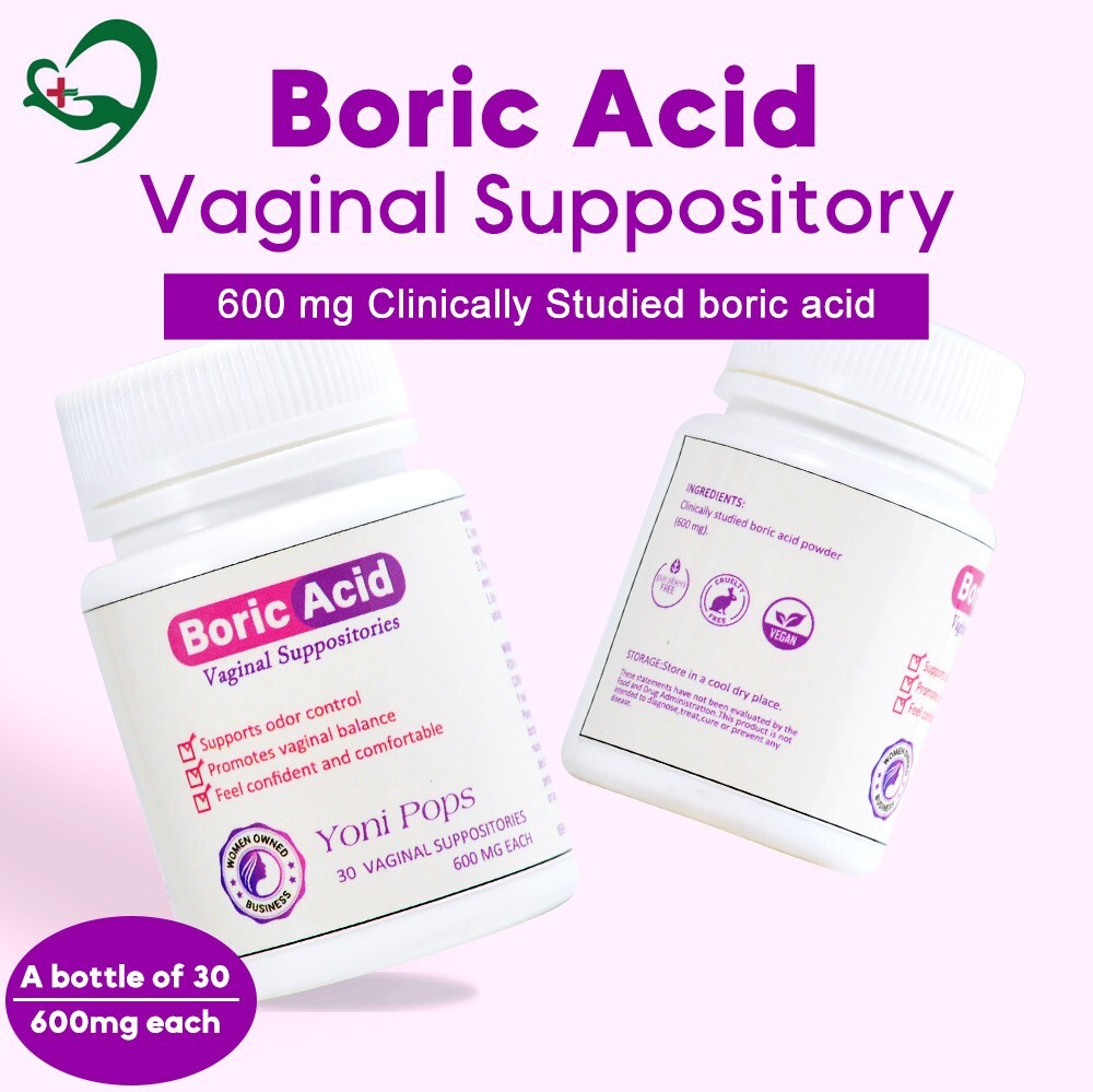 (30x) Supositorio vaginal BV anti olor Boric Yoni Pops clínicamente estudiado 600 mg