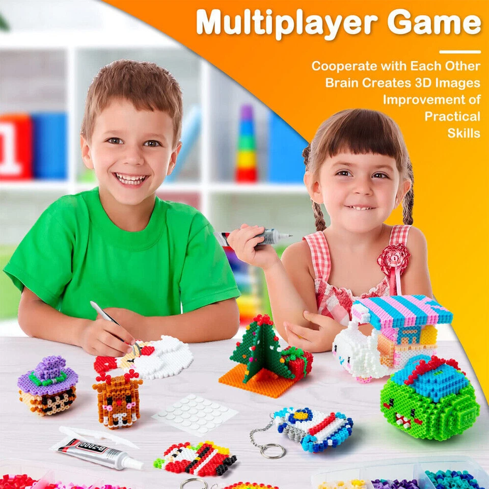 Bügelperlen Set 10600Stück Steckperlen mit Aufbewahrungsbox Bügelperlen Platten - Bild 3 von 4