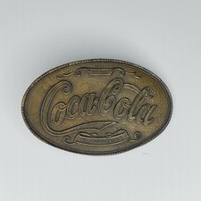 VTG Solid Brass COCA COLA Oval Lewis Buckles