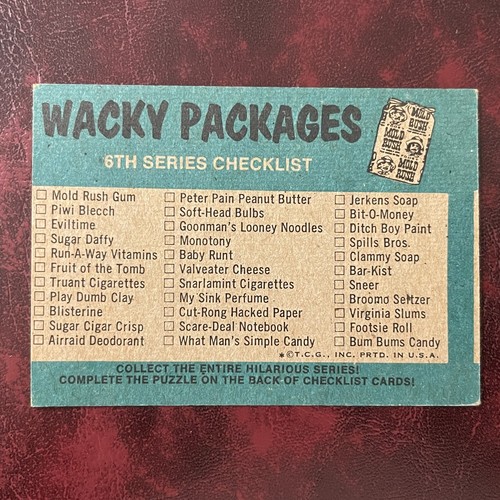 1974 Topps WACKY PACKAGES Set SERIES 6 Mold Rush CHECKLIST b UNMARKED - NR-MINT - Picture 2 of 2