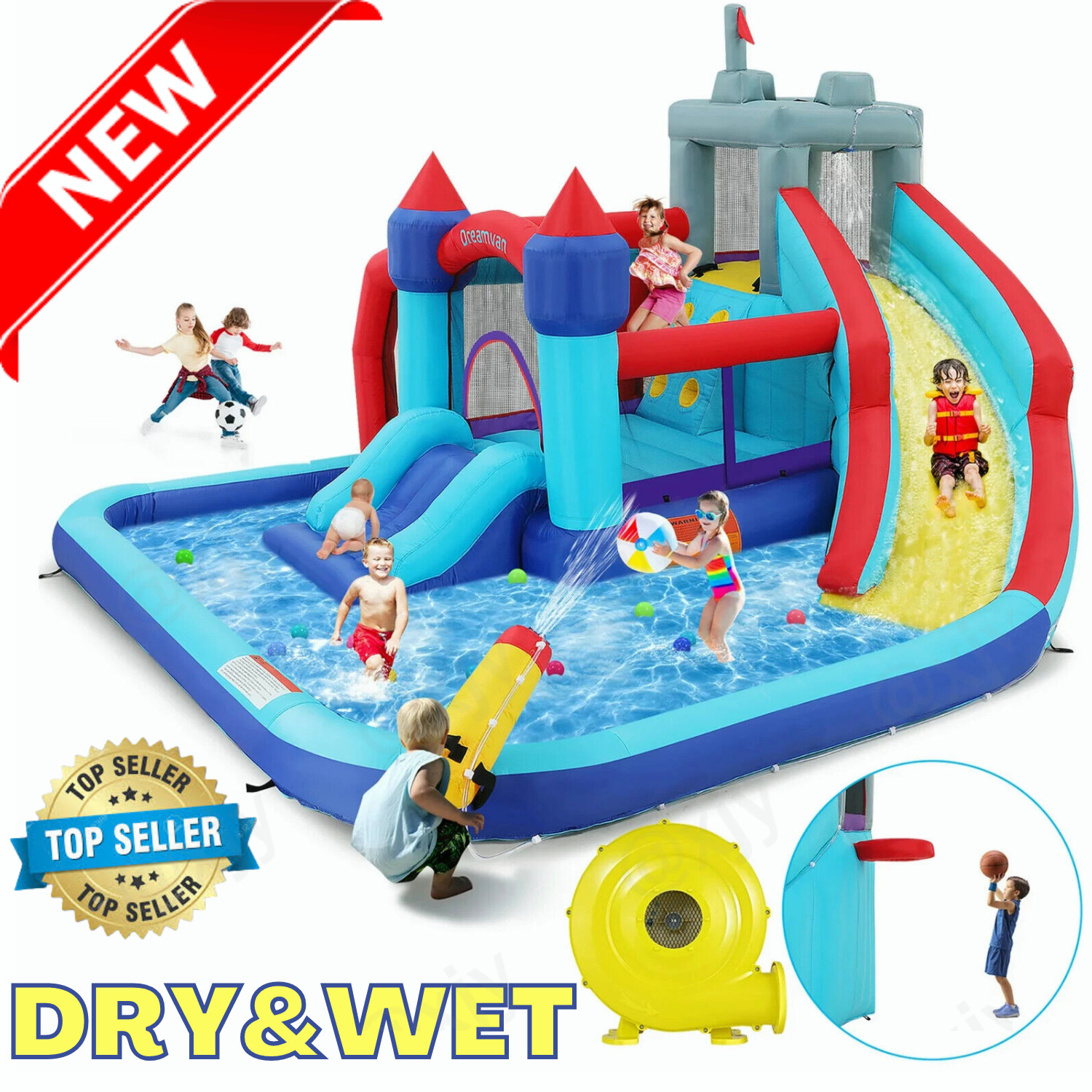 Casa de rebote inflable para niños pequeños con castillo soplador con toboganes regalo para niños-