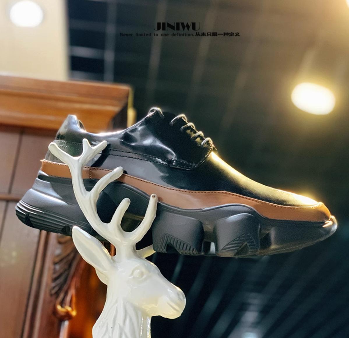 SAOLA Sneaker da uomo moda sport creeper in pelle nera gioventù scarpe stringate comfort