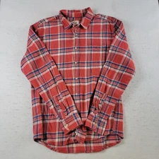 MARINE LAYER MENS BUTTON UP SHIRT SIZE MEDIUM ORANGE/RED PLAID ALL COTTON