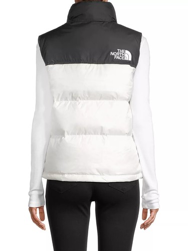 Women's The North Face White Black 1996 Retro Nuptse 700 Down Vest Jacket New - Picture 5 of 5