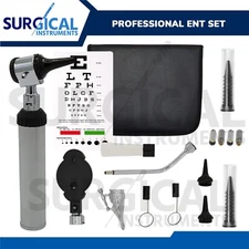 NEW ENT (Ear Nose Throat) Diagnostic Otoscope Ophthalmoscope set W/Zipper Case