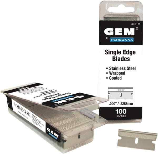 GEM Stainless Steel Single Edge Blade 0.009" Blade Thickness, 11/2
