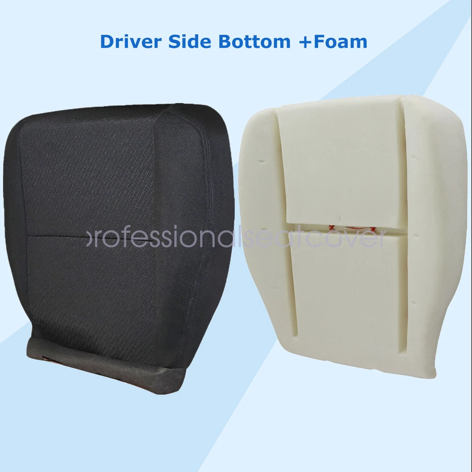 Cubierta de asiento inferior de tela y cojín de espuma negra para conductor GMC Sierra 2007-2013 Foto 4 de 4