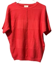 Alli Rose Womens Sweater Size Small Round Neck Ribbed Pink Ish Red Career Modern