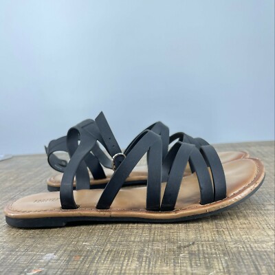 Forever 21 Sandals Women's Sz Black Brown Flat Strappy