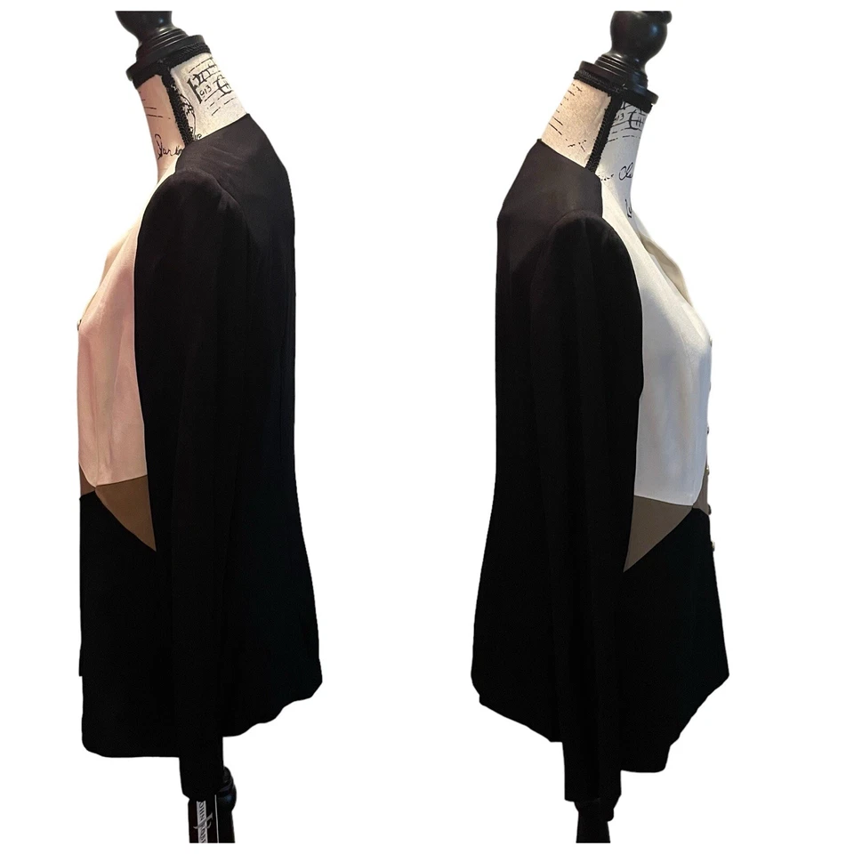 John Roberts винтажный костюм Blazer куртка черный с белый размер 14 цвет блок новый с Ярлыками - Изображение 3 из 4