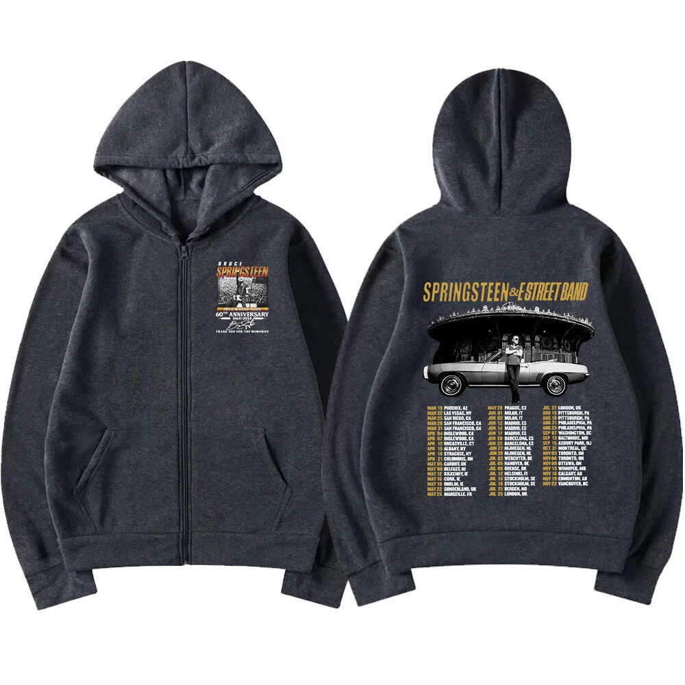 Bruce Springsteen and E Street Rock Band 2024 Tour Zipper Zip-up Hoodie