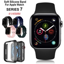For Apple Watch Series 8 7 6 5 4 SE Silicone Sport Band iWatch Strap 41 44 45mm