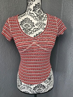 Women's No Boundaries Blouse Short Sleeve Size X Small (1) Jr Multicolor Striped
