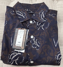 NWT Hart Schaffner Marx Size M navy brown long sleeve button up shirt mens 125