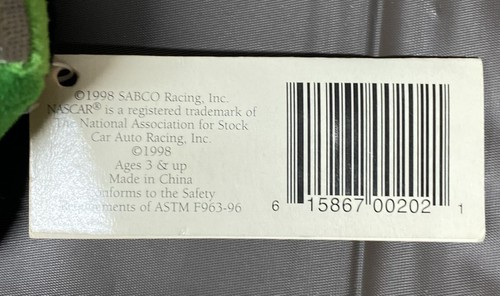 Vintage 1998 NASCAR Beanie Racers First Union #46 Jeff Green Car Plush - Picture 8 of 11