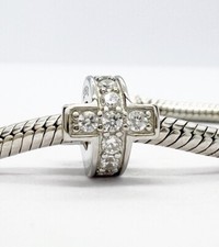 Cross Crucifix Spacer Charm Religious Jesus God Genuine 925 Sterling Silver 💖