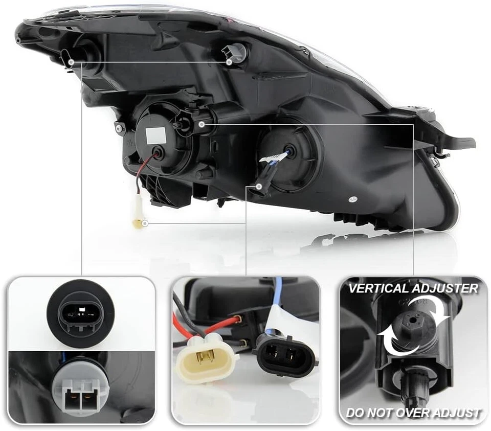 Faros LED carcasa negra completa para Nissan Altima 2007-2009 [tipo halógeno] 4 puertas Foto 3 de 4
