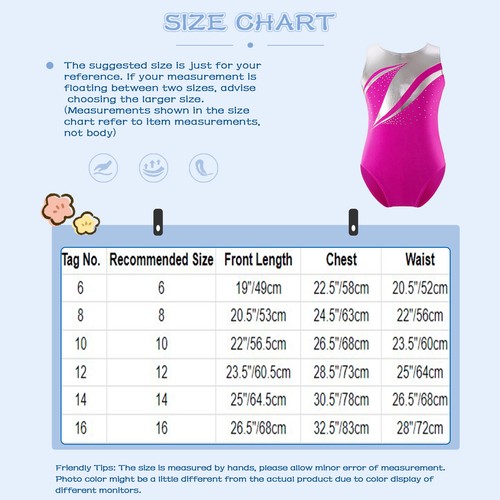 Kids Girl's Leotard Practice Bodysuit Tumbling Unitard Athletic Romper Fitness - Picture 51 of 51