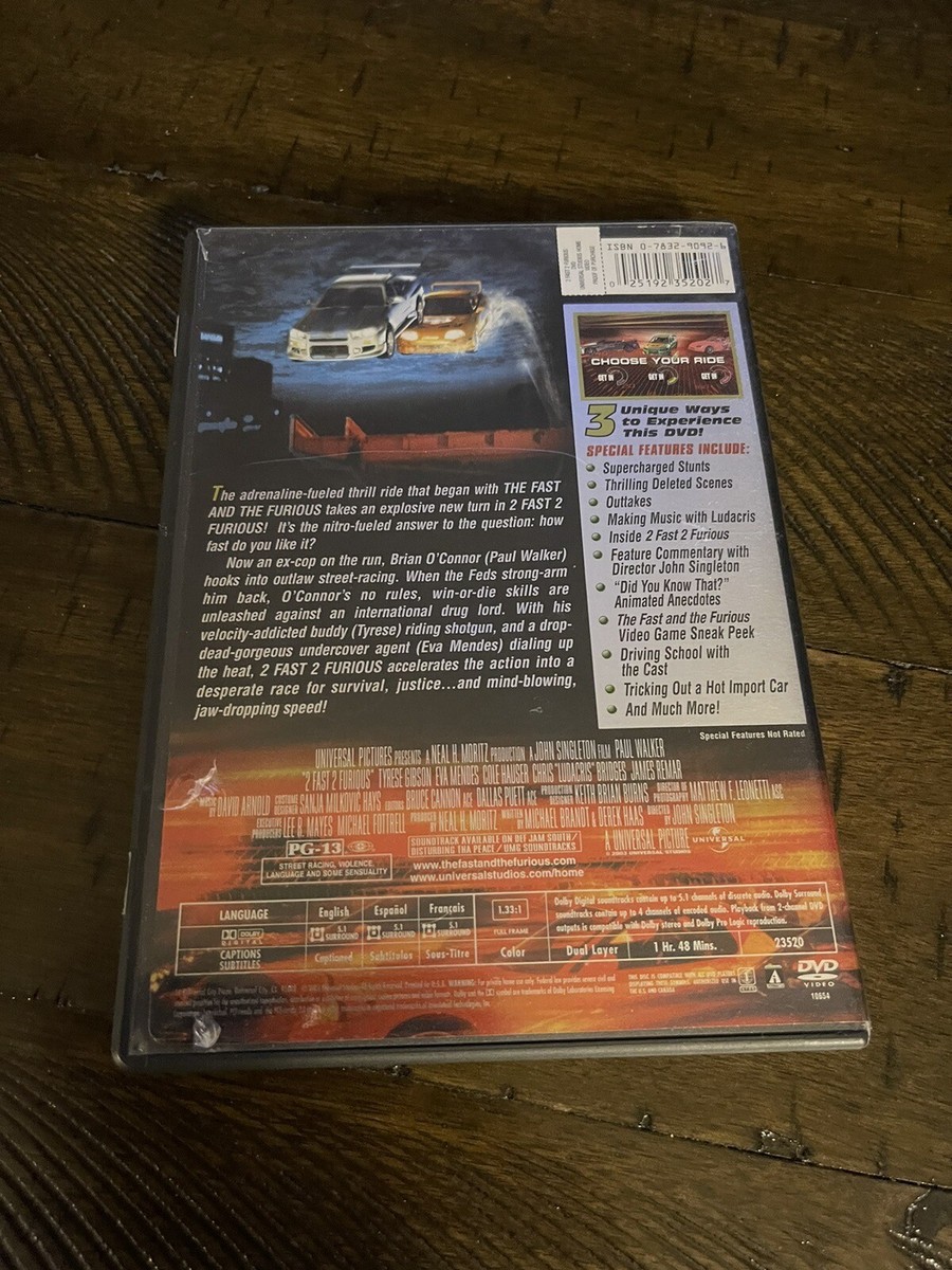 2 Fast 2 Furious DVD Paul Walker, Tyrese Gibson, Eva Mendes