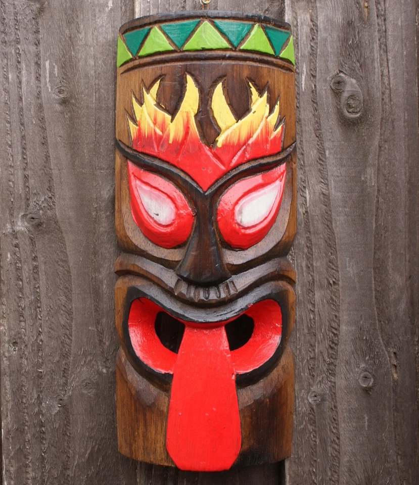 CLEARANCE 30cm Tiki Bar Wall Mask Wooden TikiBar Decoration SECONDS 1 - Image 1 of 4