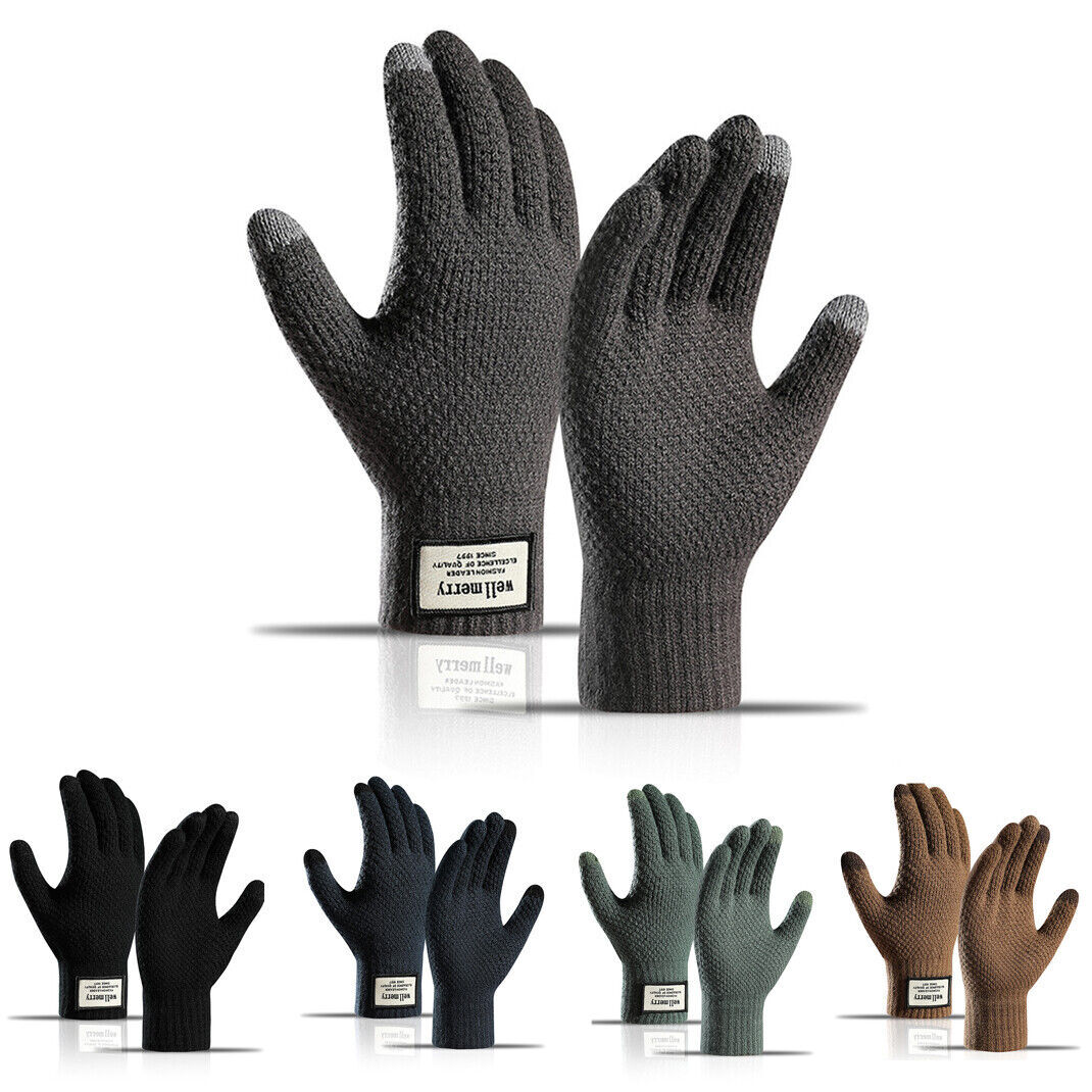 Guanti Invernali Uomo Termici Antivento Maglia Spessa Touch Screen Guanti Caldi foto 3