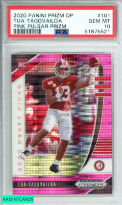 2020 PANINI PRIZM DP TUA TAGOVAILOA #101 PINK PULSAR PRIZM ROOKIE RC PSA 10