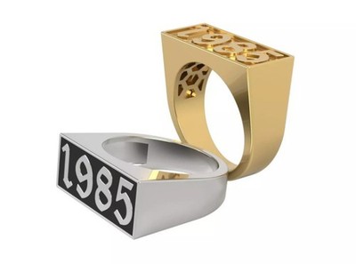 925 Silver Custom Number Ring Year Personalized Free Plating Gift Unisex