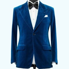 Men's Royal Blue Velvet Tuxedo Blazer: Highland Wedding Jacket