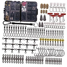 Fishing Accessories Kit with Hooks, Bass Casting, Sinkers, 140pcs Swivels
