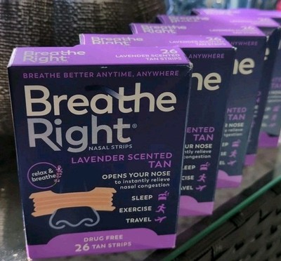 4 Box 26ct Ea Breathe Right LAVENDER Scented Tan Nasal Strips Exp 11/2026