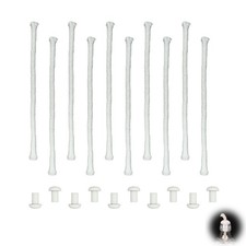 10 PCS Oil Lamp Wicks - Round Cotton Candle with Glass Tube White